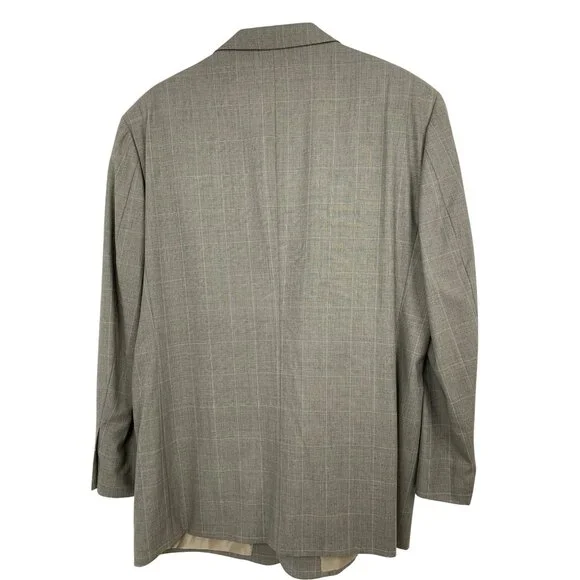 Jos A Bank Mens 3-Button Blazer Size 44L Gray Plaid Wool Sport Coat RH10468